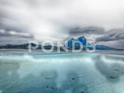 Bora Bora aerial landscape french polynesia panorama blue lagoon Stock Photos
