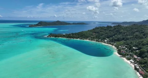 Bora Bora Blue Water Lagoon Stock Footage 208965757