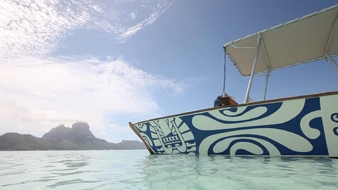 Bora Bora - Boat in Water Stock Footage 103334268