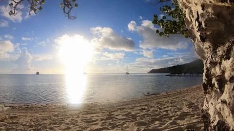Bora Bora Clouds Sky Beach TimeLapse Stock Footage 101801374