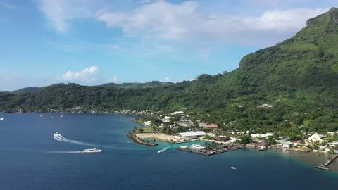 Bora Bora Ferry coming in Stock Footage 126800887