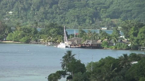 Bora bora filming from the ship Stock Footage 134904262