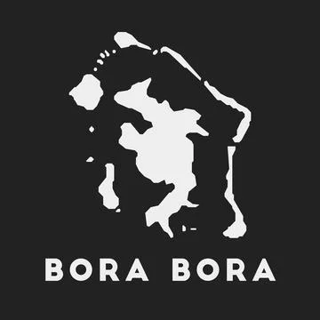 Bora Bora icon. Map on dark background. Stylish island map with name. Vecto.. Stock Illustration