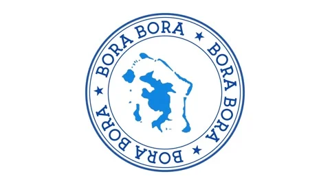 Bora Bora intro. Badge with the circular name and map. Island round logo anim... Stock Footage 231100007