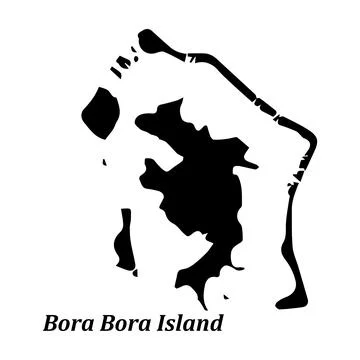 Bora bora island map Stock Illustration