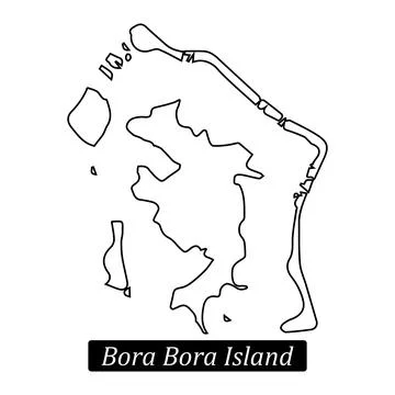 Bora bora island map Stock Illustration