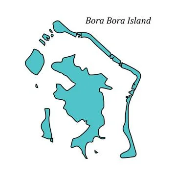 Bora bora island map Stock Illustration