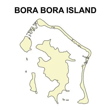 Bora bora island map symbol shape, travel web flat concept icon vector illust Stock Illustration