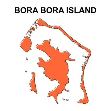 Bora bora island map symbol shape, travel web flat concept icon vector illust Stock Illustration