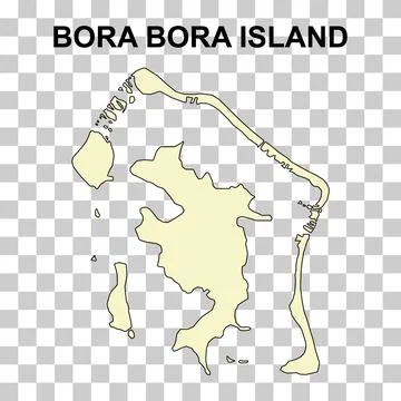 Bora bora island map symbol shape, travel web flat concept icon vector illust Illustrazione stock