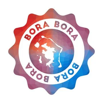 Bora Bora low poly logo. Colorful gradient travel logo of the island in geo.. Stock Illustration