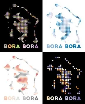 Bora Bora map. Collection of map of Bora Bora in dotted style. Vector illus.. Stock Illustration