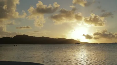 Bora Bora Night Beach Sunset Timelapse Stockbeeldmateriaal 21914311
