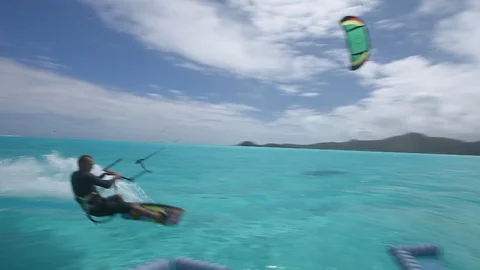 Bora Bora - Ocean Kiteboarding Vídeo Stock 103333684