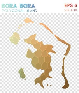 Bora Bora polygonal map, mosaic style island. Indelible low poly style, mod.. 스톡 일러스트