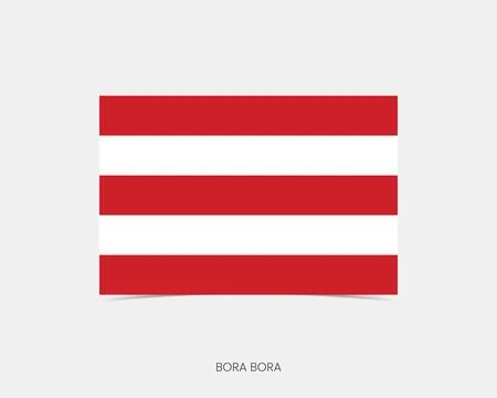 Bora Bora Rectangle flag icon with shadow. Illustrazione stock