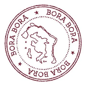 Bora Bora round rubber stamp with island map. Vintage red passport stamp wi.. Stock Illustration