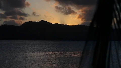 Bora Bora - Sundown at Sea Stock Footage 103334301