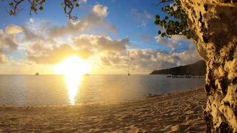 Bora Bora Sunset on the beach TimeLapse Stock Footage 101807110