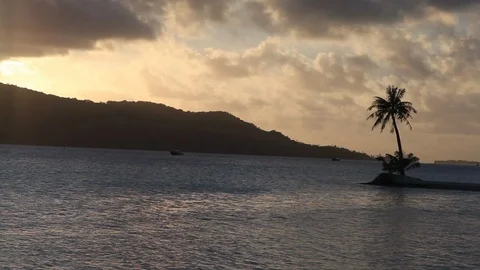 Bora Bora - Sunset Sailing Stock Footage 103334565