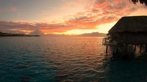 Bora Bora Sunset sea TimeLapse Stock Footage 101676675