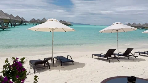 Bora Bora Tropical Resort Paradise Vacation in French Polynesia with Blue Lagoon Vídeo Stock 328546151