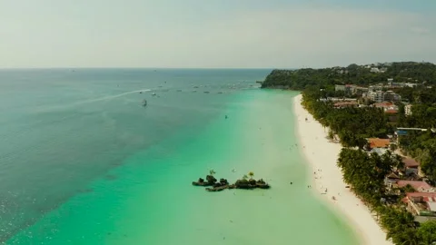 Boracay island with white sandy beach, Philippines Stock Footage 130836983