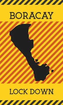 Boracay Lock Down Sign. Yellow island pandemic danger icon. Vector illustra.. Stock Illustration