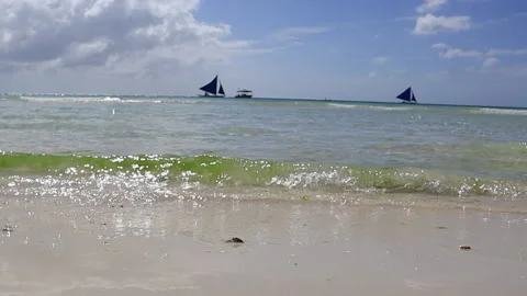 Boracay White Sand Beach with Algae Video stock 171124955