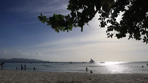 Boracay White Sand Beach Video stock 171125086