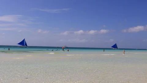 Boracay White Sand Beach Video stock 171125725