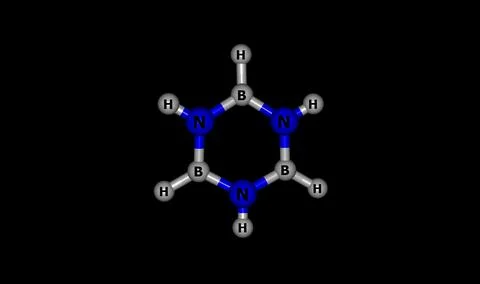 Borazine molecular structure isolated on black Stock Illustration