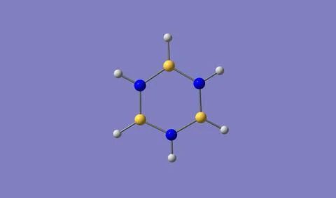 Borazine molecular structure isolated on blue Illustrazione stock