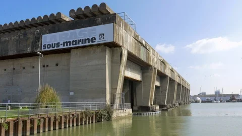 Bordeaux base of the submarines - remains of the second world war - 4K 1 Stock Footage 96724591