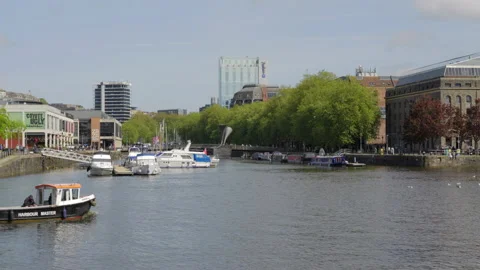 Bordeaux Quay with Peros bridge in the background, Bristol Stock Footage 309768625