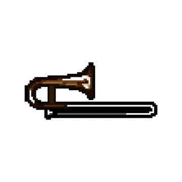 Bordeaux trombone pixel art vector illustration Stock Illustration