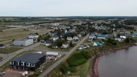 Borden-Carleton aerial view infrastructure Prince Edward Island Stock Footage 339605545