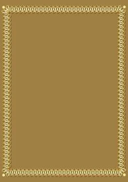 Border with 3d embossed effect. Decorative luxurious golden frame on golden Stock Illustration