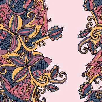 Border with abstract hand-drawn pattern Stock Illustration