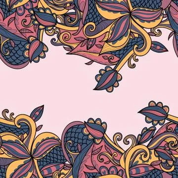 Border with abstract hand-drawn pattern Illustrazione stock