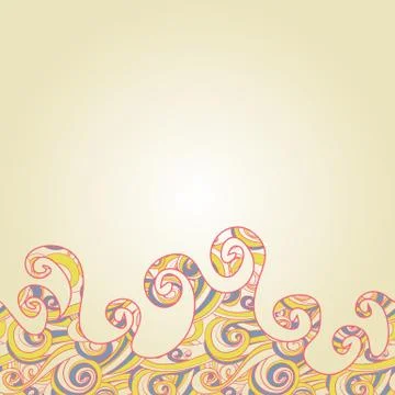 Border with abstract hand-drawn waves pattern Stock Illustration