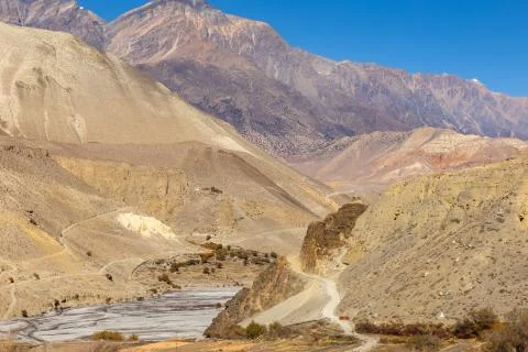 Border between the lower and upper Mustang Stock Photos