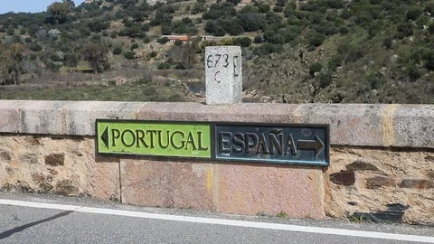 Border between Portugal and Spain Stock Footage 107101088