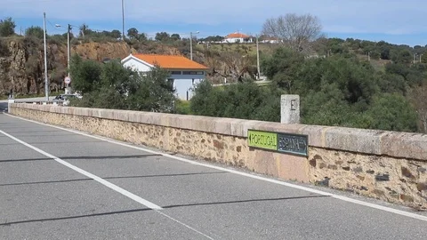 Border between Portugal and Spain Stock Footage 107101346
