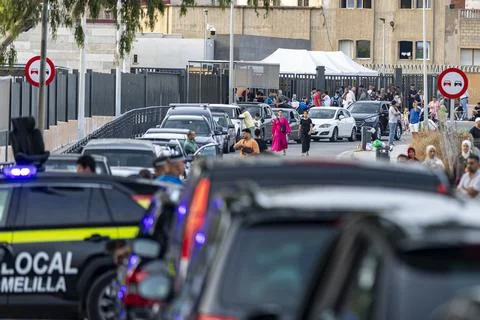 Border between Spain and Morocco closed in Melilla due to attempts by migrants t Stock Photos