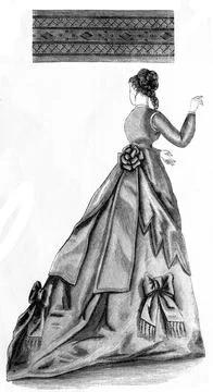 Border in braid and point russe, vintage engraving. Border in braid and po... 写真素材