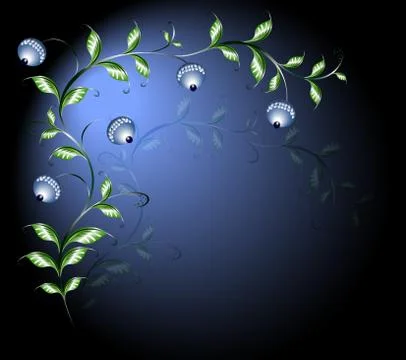 Border of branches with flower buds. EPS10 vector illustration Stock Illustration
