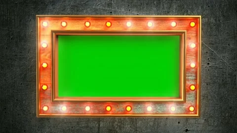 Border Bulbs light frame green screen video Stock Footage 265433736