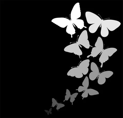 Border of butterflies flying with space for text message. Stock Illustration