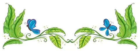 A border with butterflies 库存插图